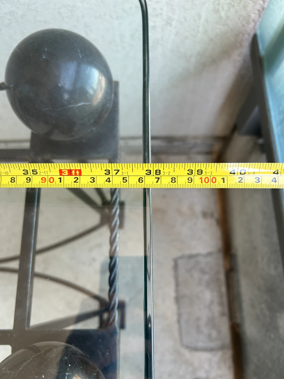 Glass Table with Wrought Iron Base - photo 5