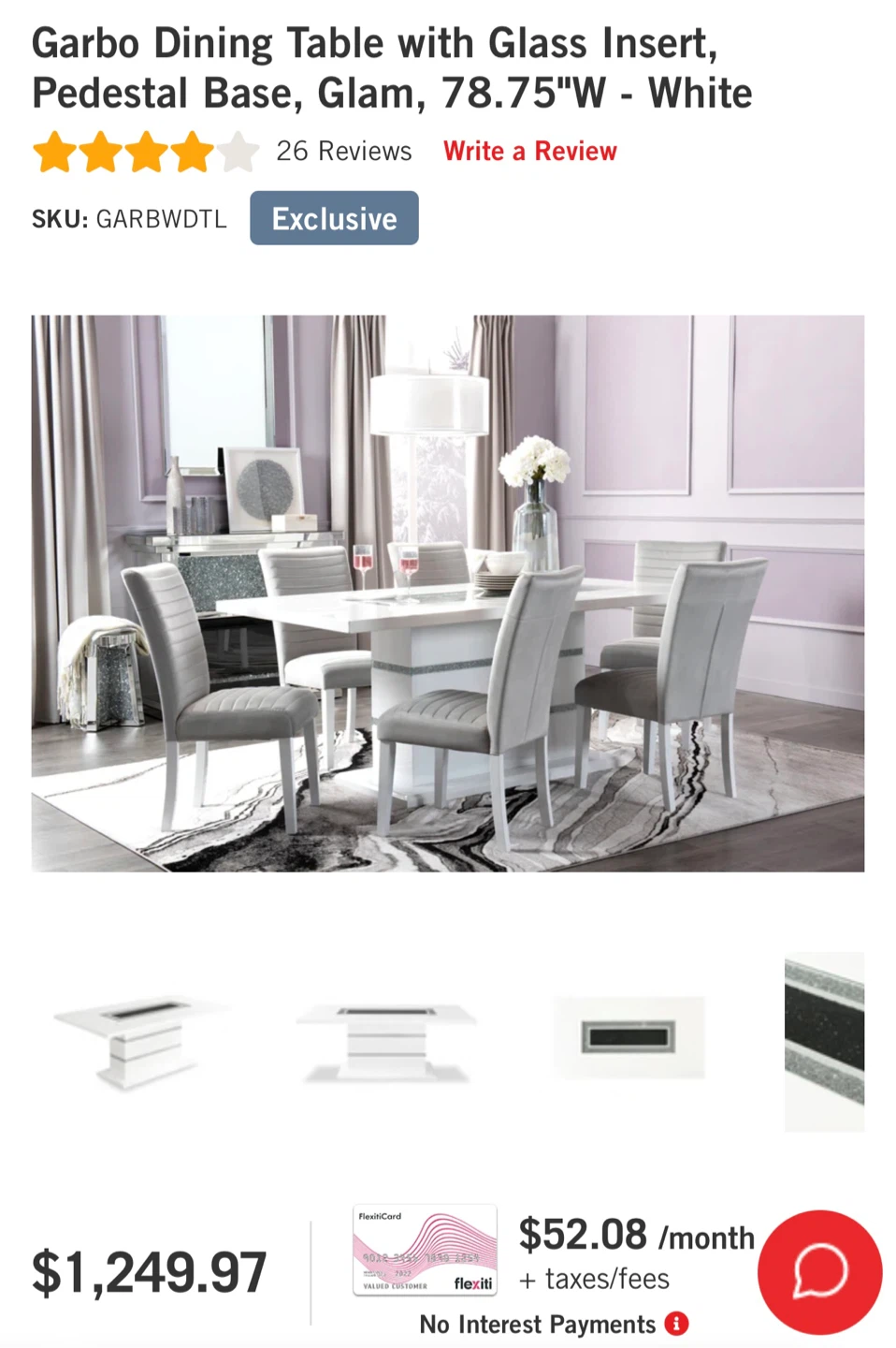 Garbo Dining Table with Glass Insert & 4 Grey Velvet Chairs