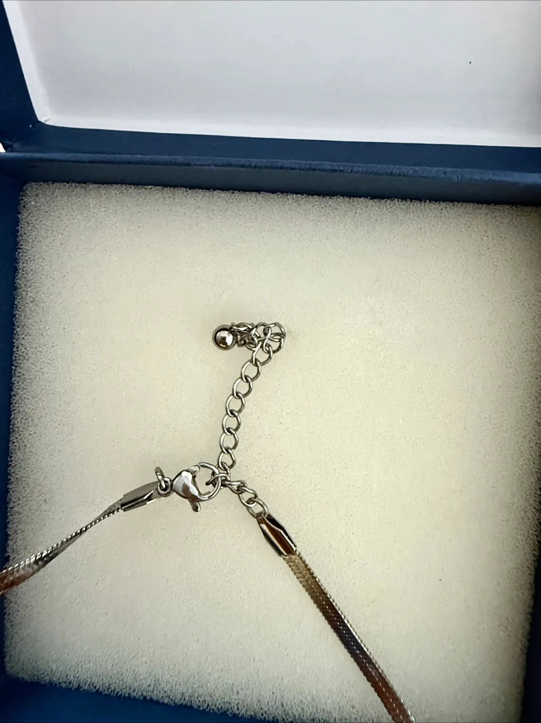 Silver Herringbone Necklace with Black Detail image indicator(4)