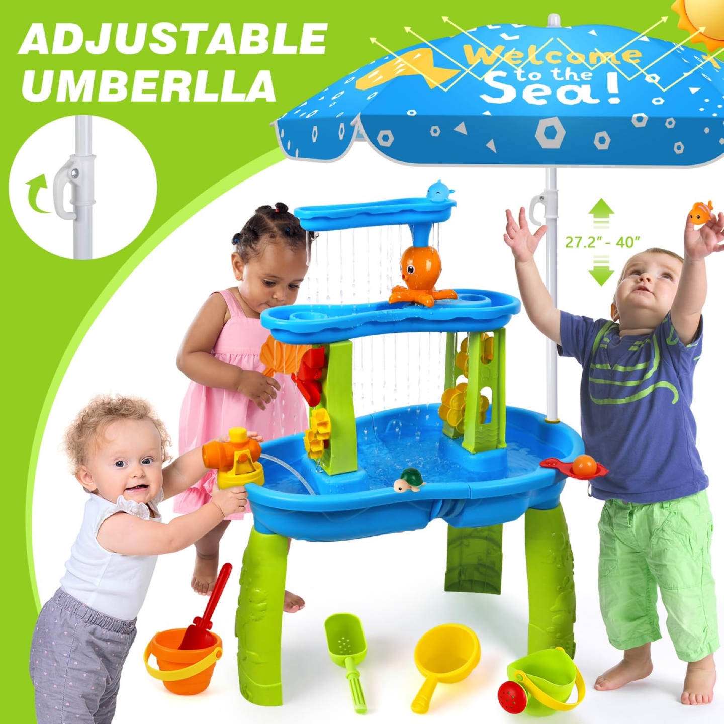 Water Table for Toddlers 3-5 - Umbrellas- Sand/Water - photo 2