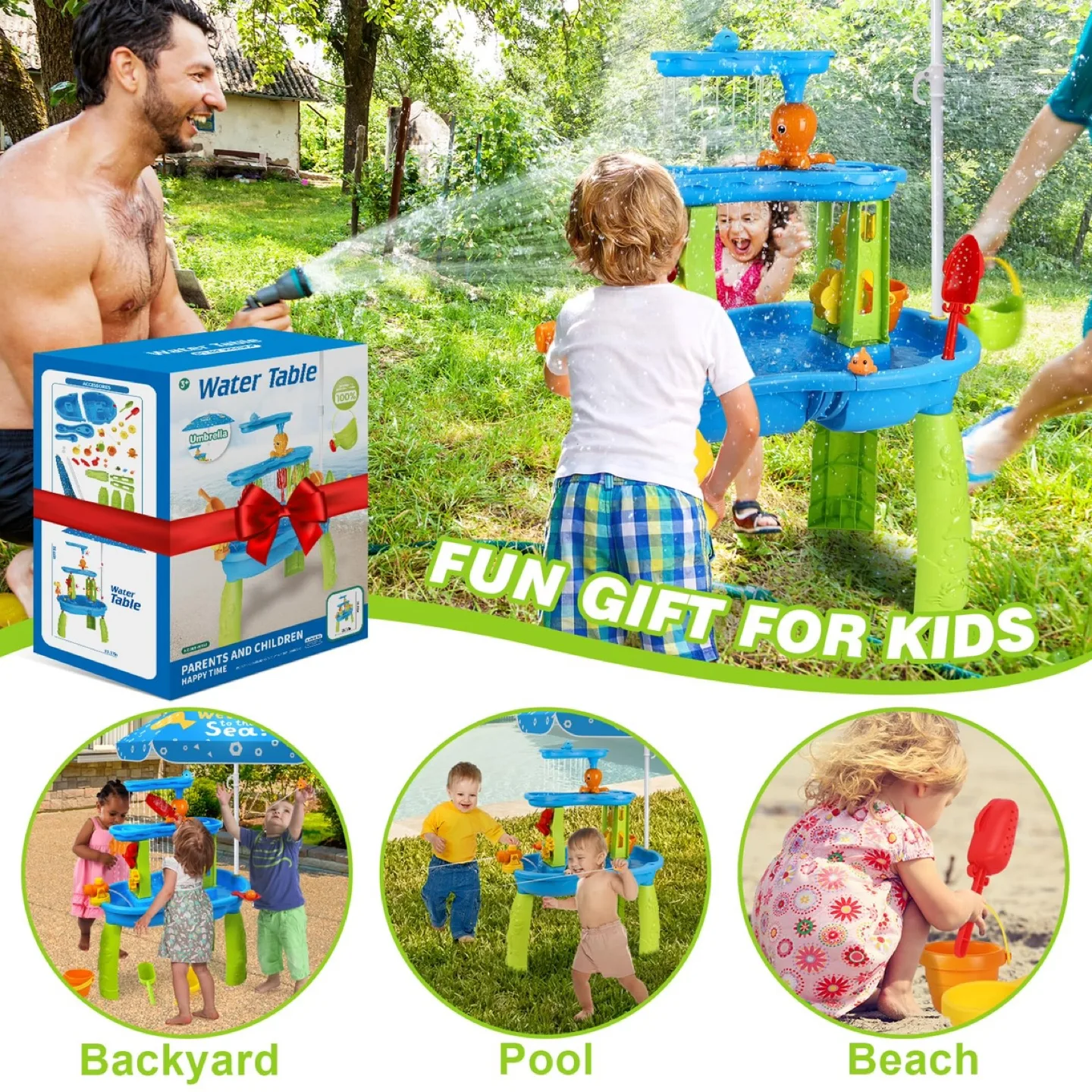 Water Table for Toddlers 3-5 - Umbrellas- Sand/Water image indicator(6)