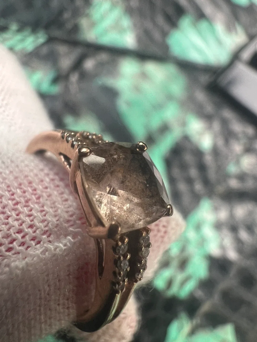 10k Rose Gold Ring with Cushion Cut Stone thumbnail