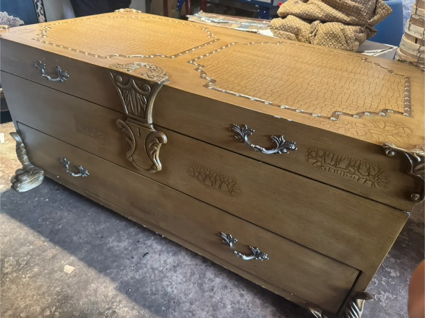 Vintage Wooden Dresser with Ornate Details