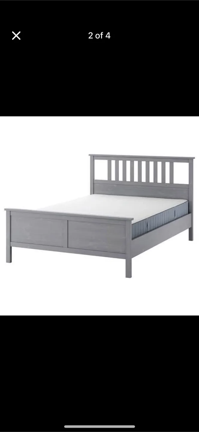 IKEA Hemnes Bed Frame - Dark Grey Stained thumbnail