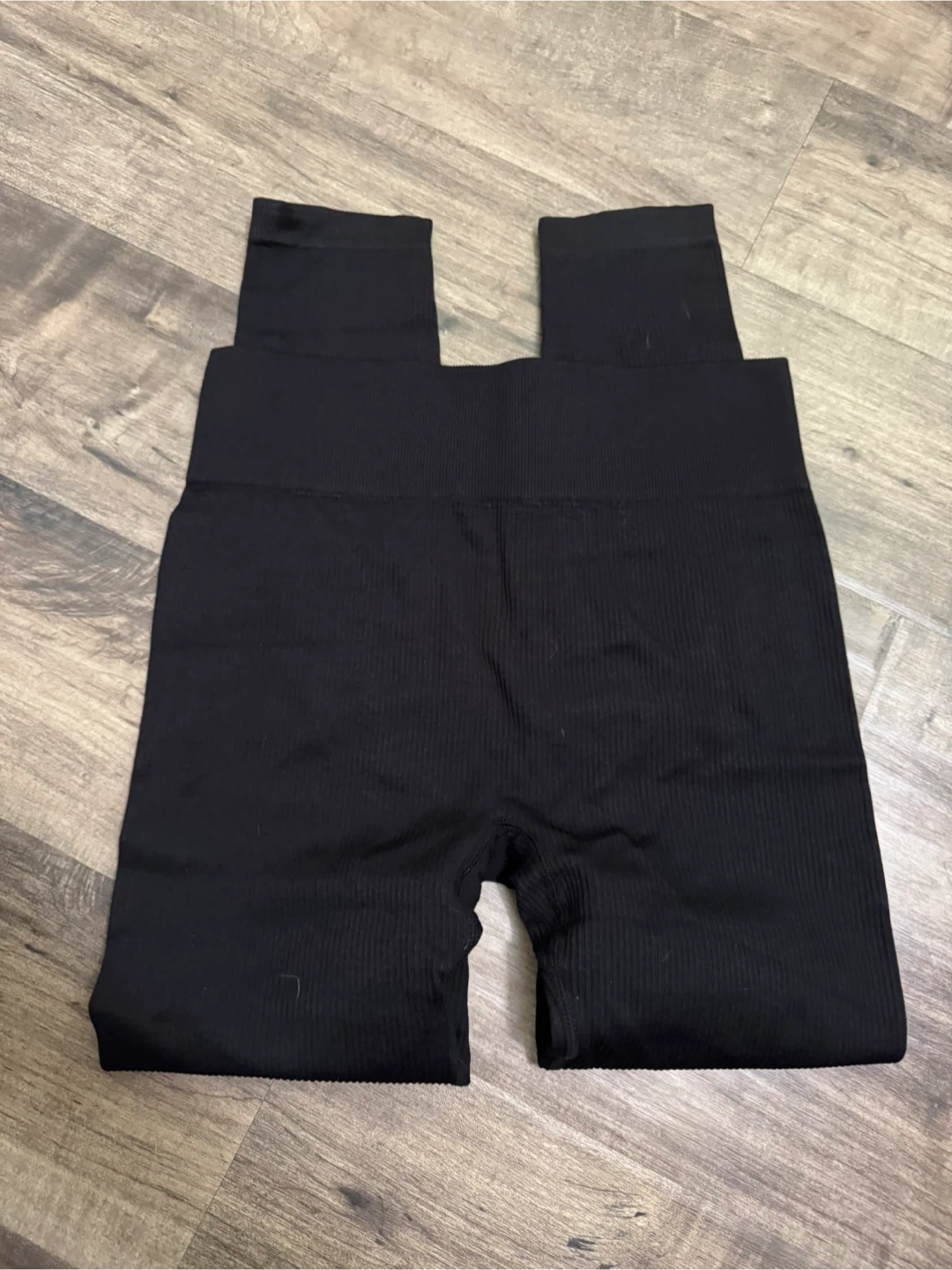 L Black Ribbed Leggings - Amazon