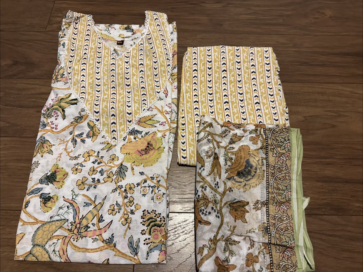 Floral Print Kurti with Pants and Dupatta Set