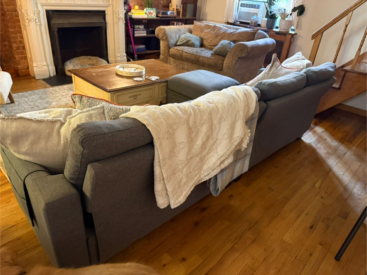 Gray Sectional Sofa with Ottoman - 101.6" Wide - photo 2