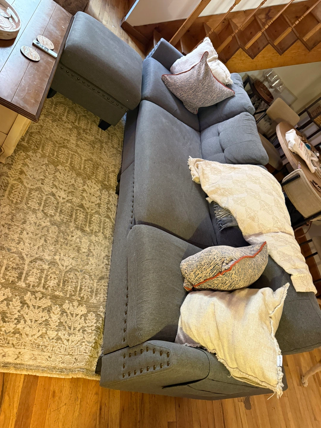Gray Sectional Sofa with Ottoman - 101.6" Wide - photo 3