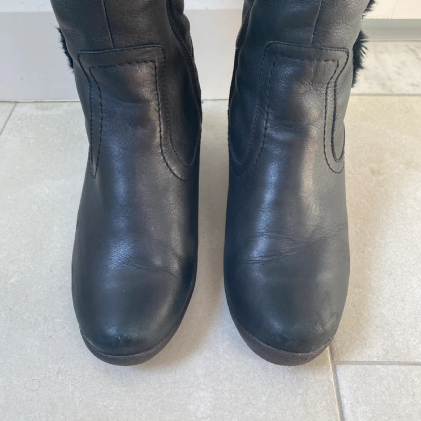 Black Leather Knee-High Boots - photo 3