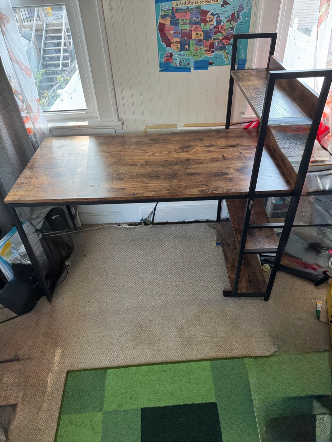 Rustic Brown L-Shaped Desk with Shelves - photo 3