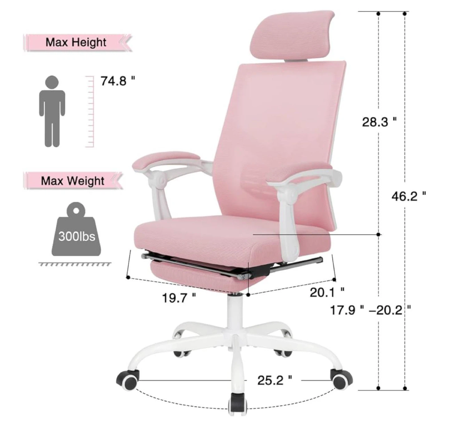 Pink Ergonomic Office Chair - Adjustable & Breathable - photo 2