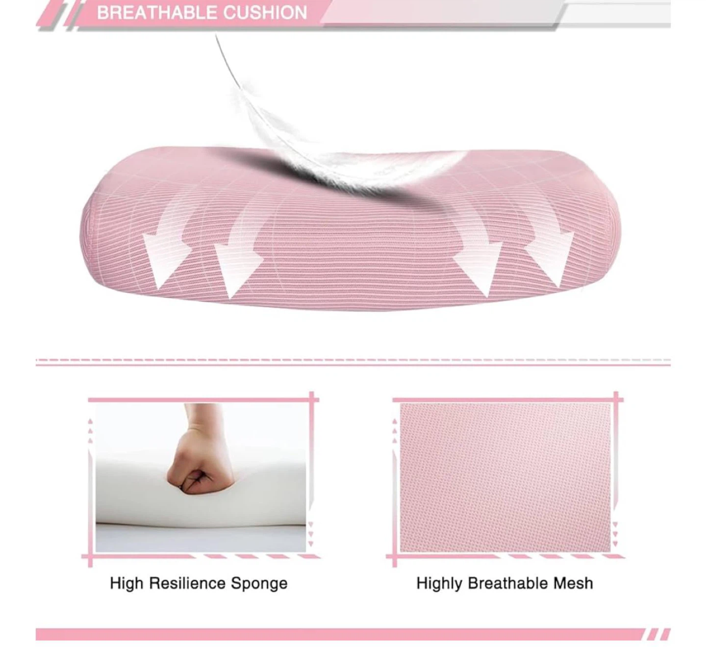 Pink Ergonomic Office Chair - Adjustable & Breathable - photo 4