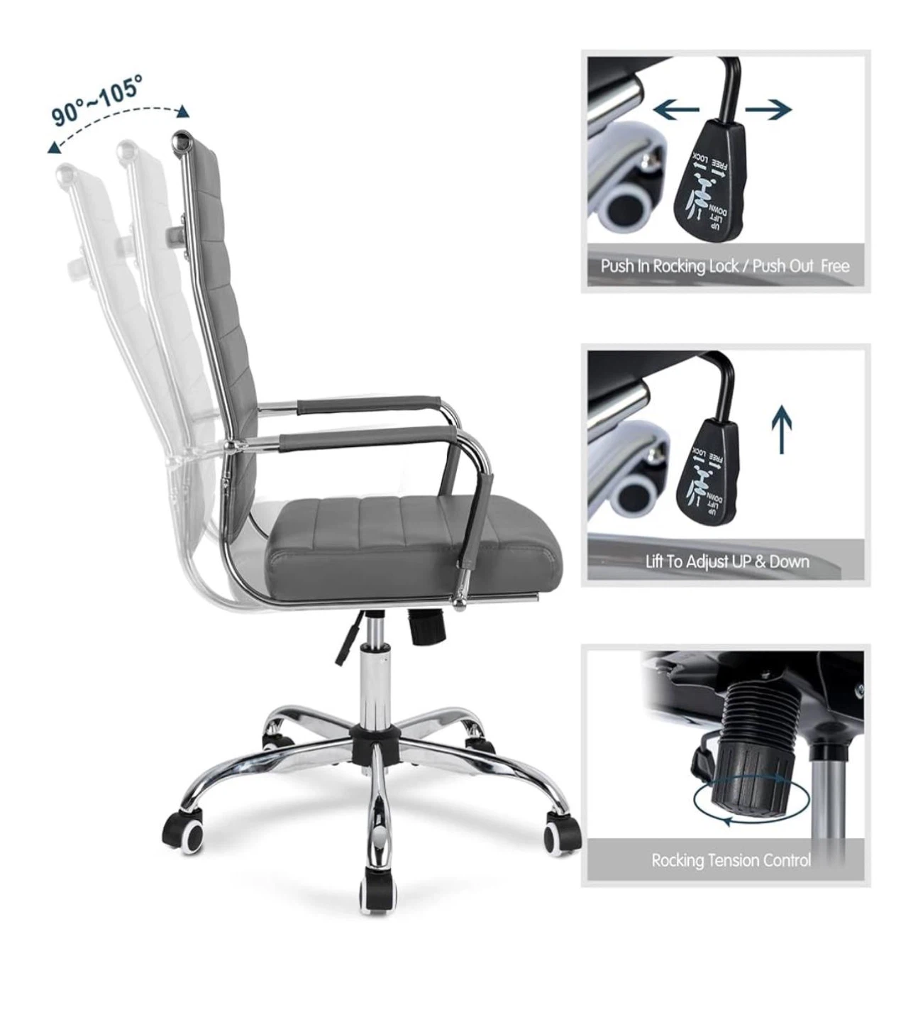 Gray Office Chair with Coat Hanger Bar - photo 3