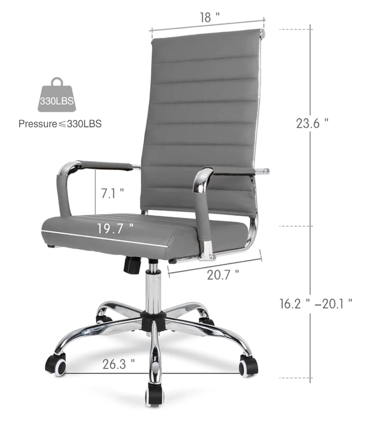 Gray Office Chair with Coat Hanger Bar - photo 2