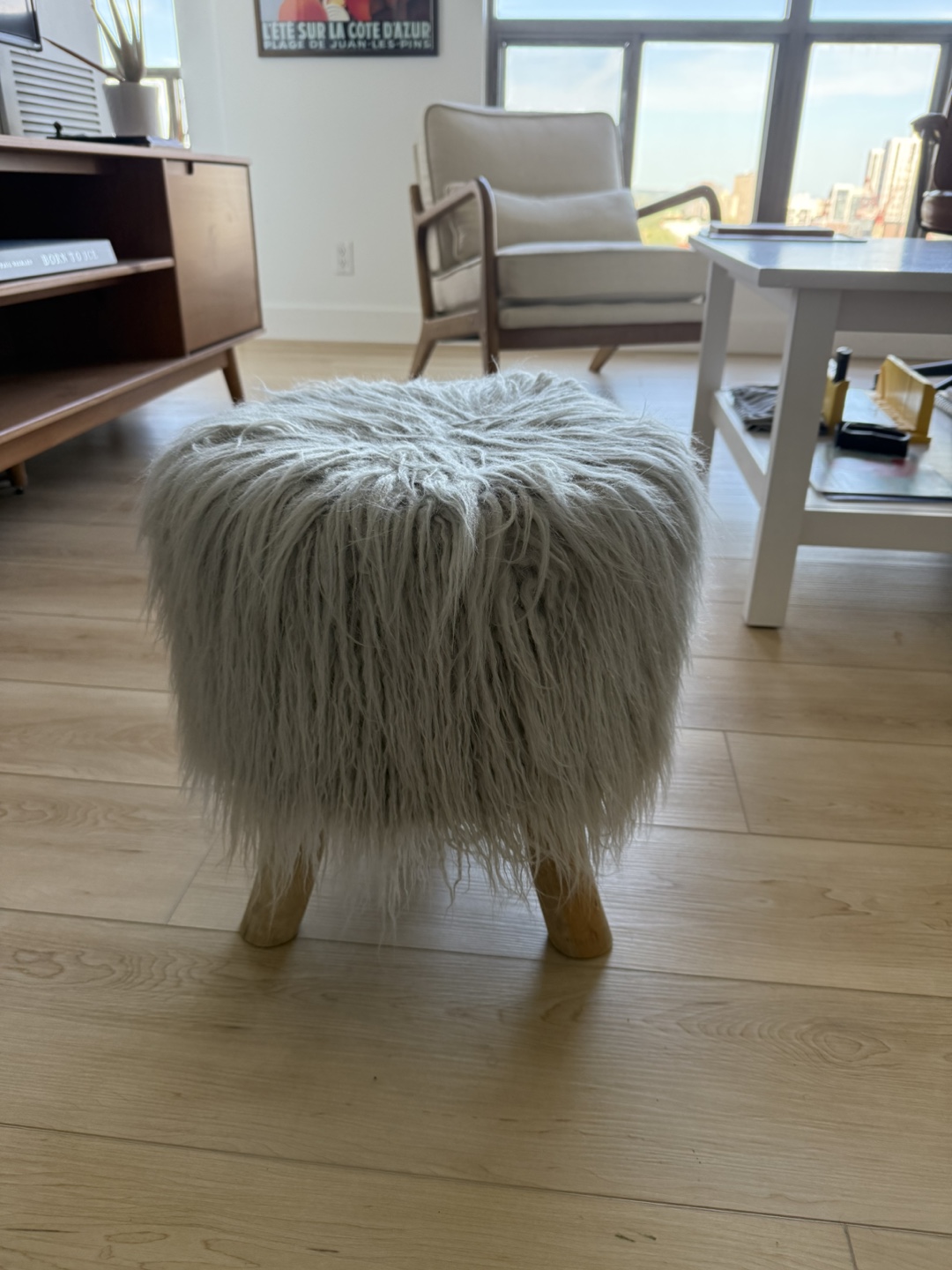 Grey Ottoman Stool Structube