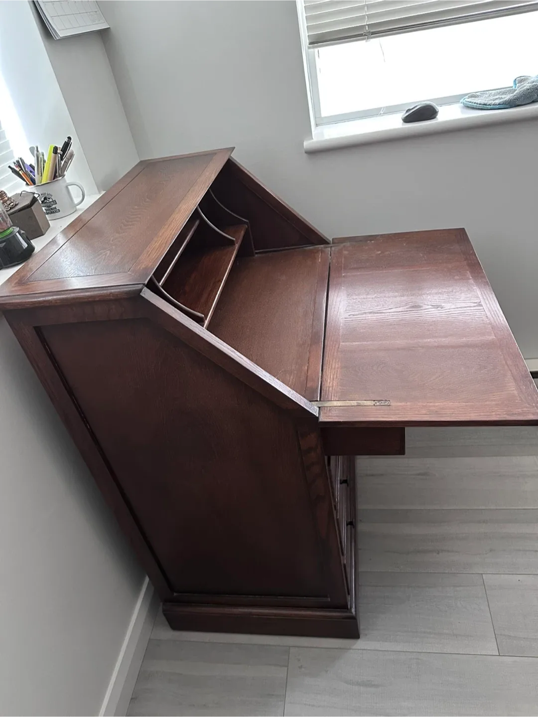 Antique Drop Front Desk - Solid Wood