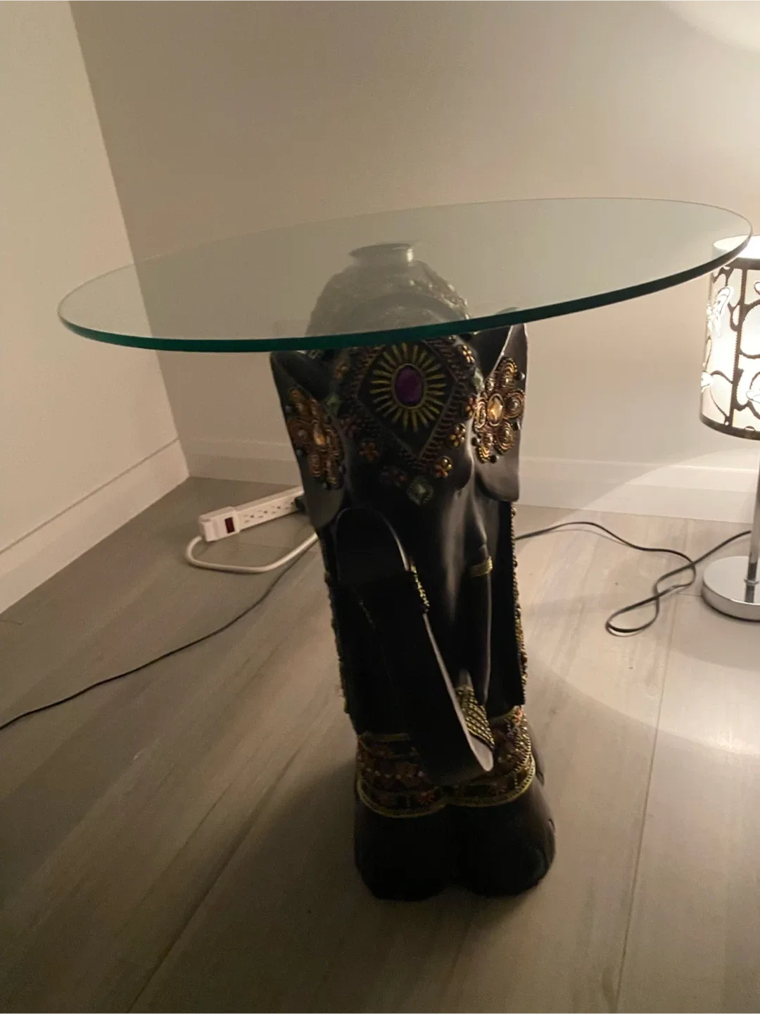 Elephant Side Table with Glass Top