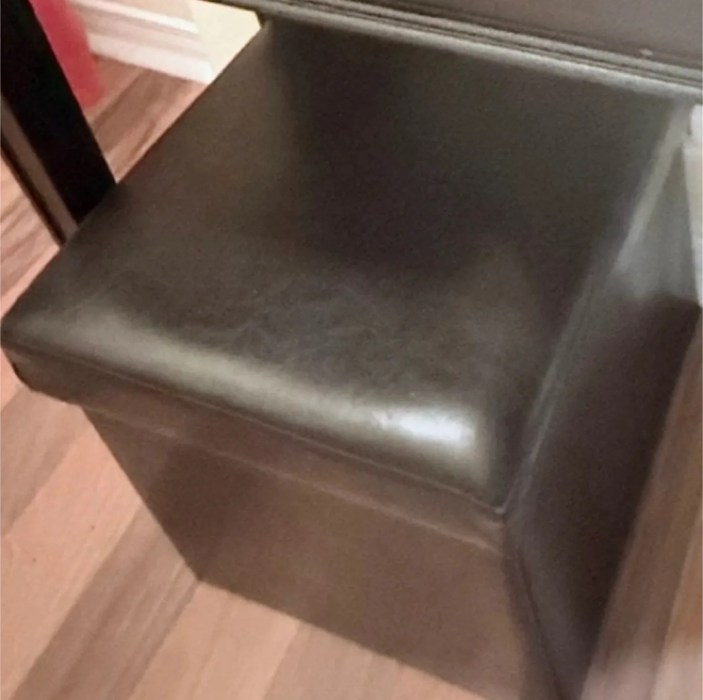 Storage Ottoman 🥕- Brown Faux Leather Pick up Only thumbnail