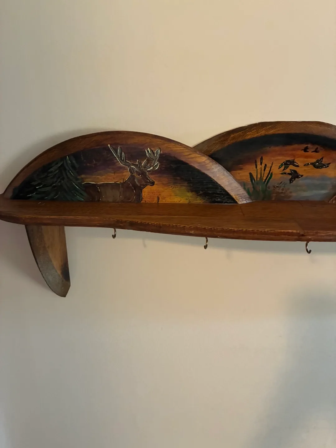 Wooden shelf with painted wildlife scenes image indicator(3)