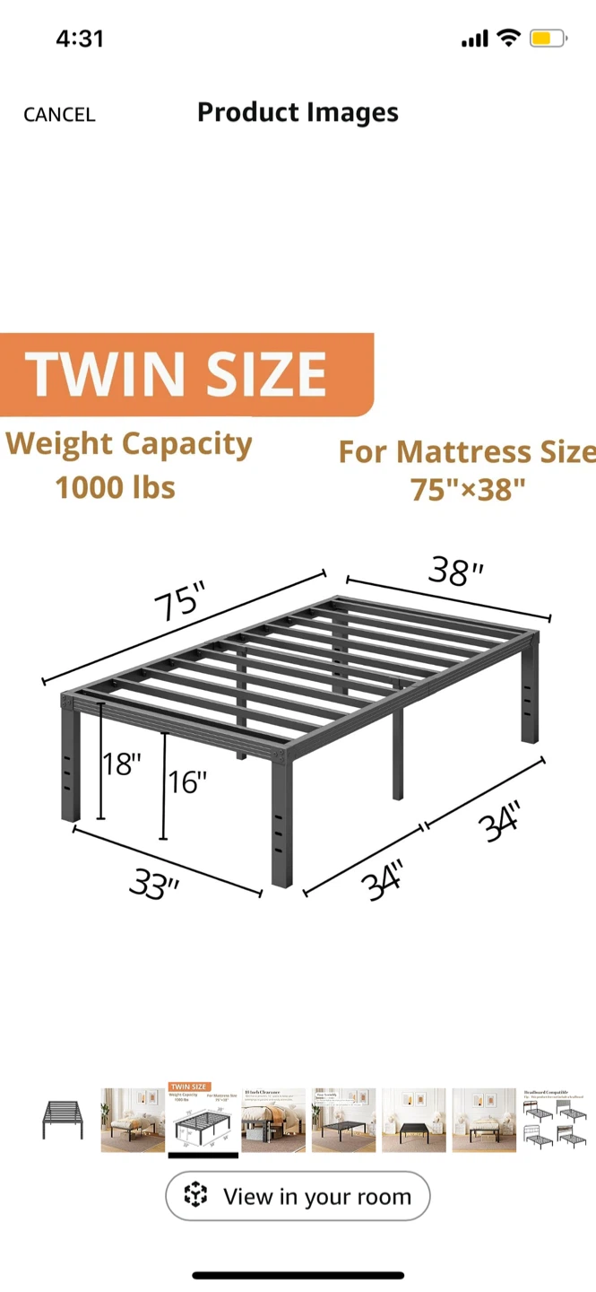 Twin Size Metal Bed Frame + Mattress - photo 2