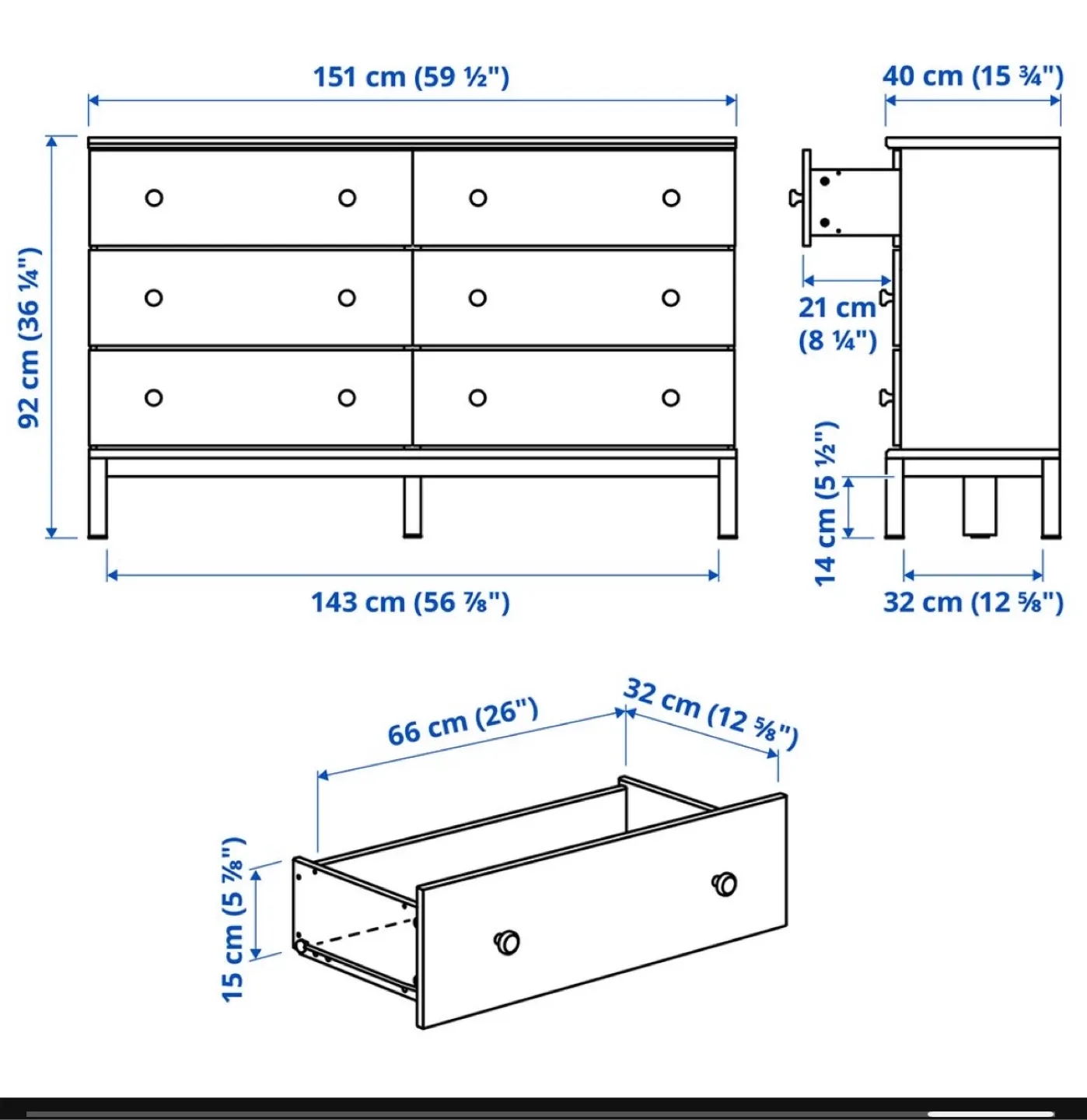 IKEA TARVA Wooden 6-Drawer Dresser image indicator(4)