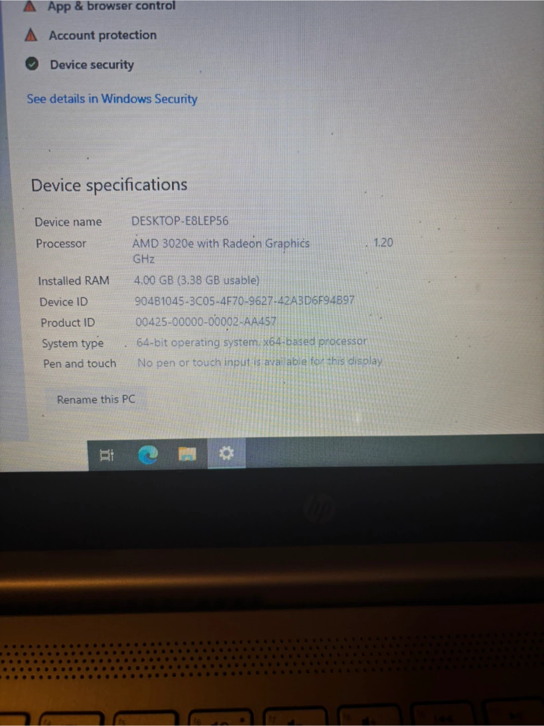 HP Laptop - AMD 3020e, 4GB RAM - photo 5