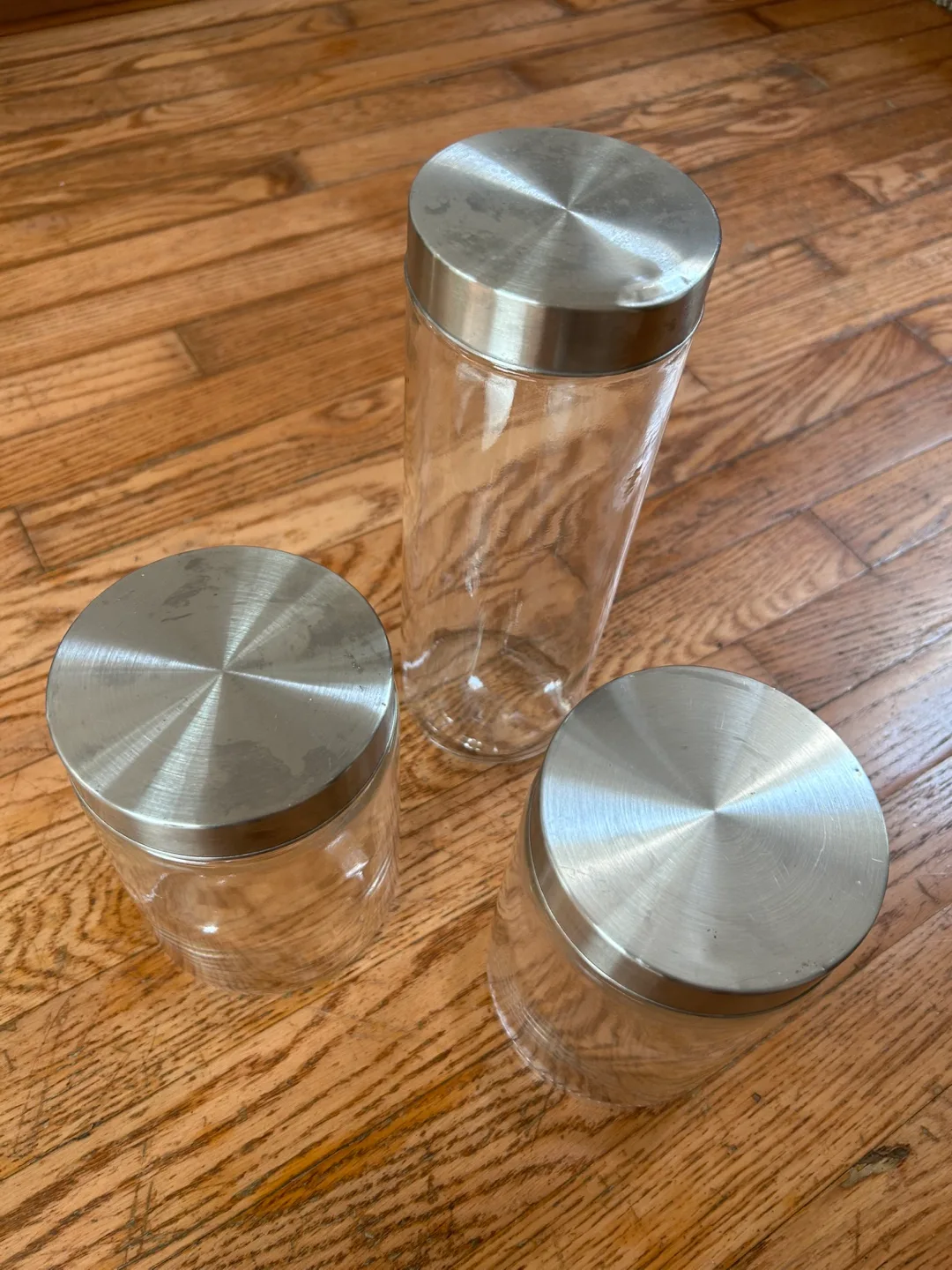 Glass Jars with Stainless Steel Lids - Set of 3 thumbnail