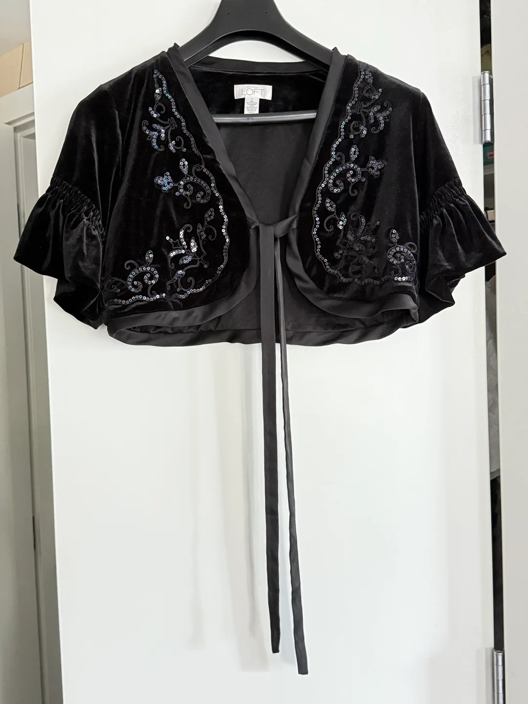 LOFT Black Velvet Bolero - Size L thumbnail