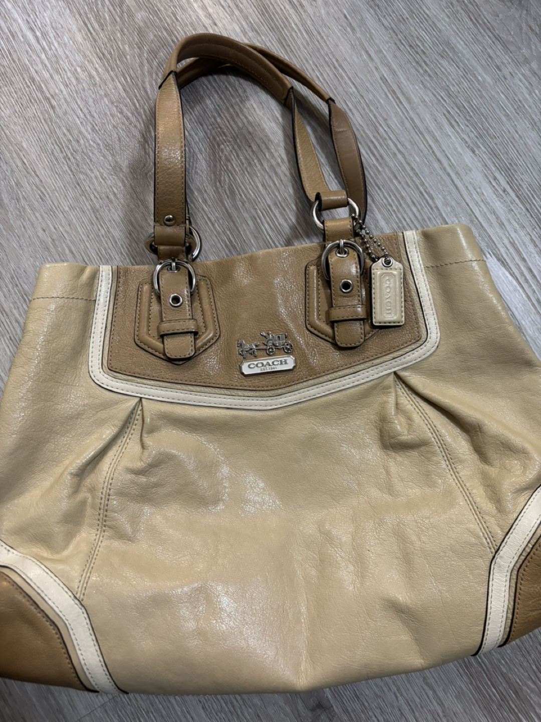 Coach Beige Leather Tote Bag