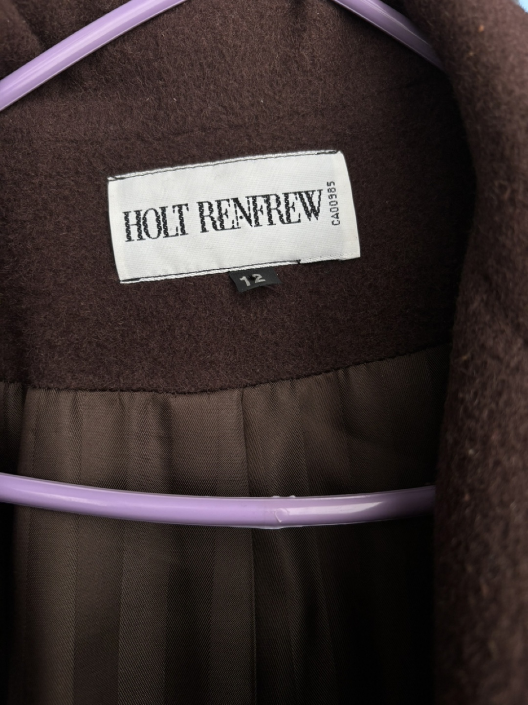 Holt Renfrew Brown Alpaca Wool Blend Coat - Size 12 - photo 2