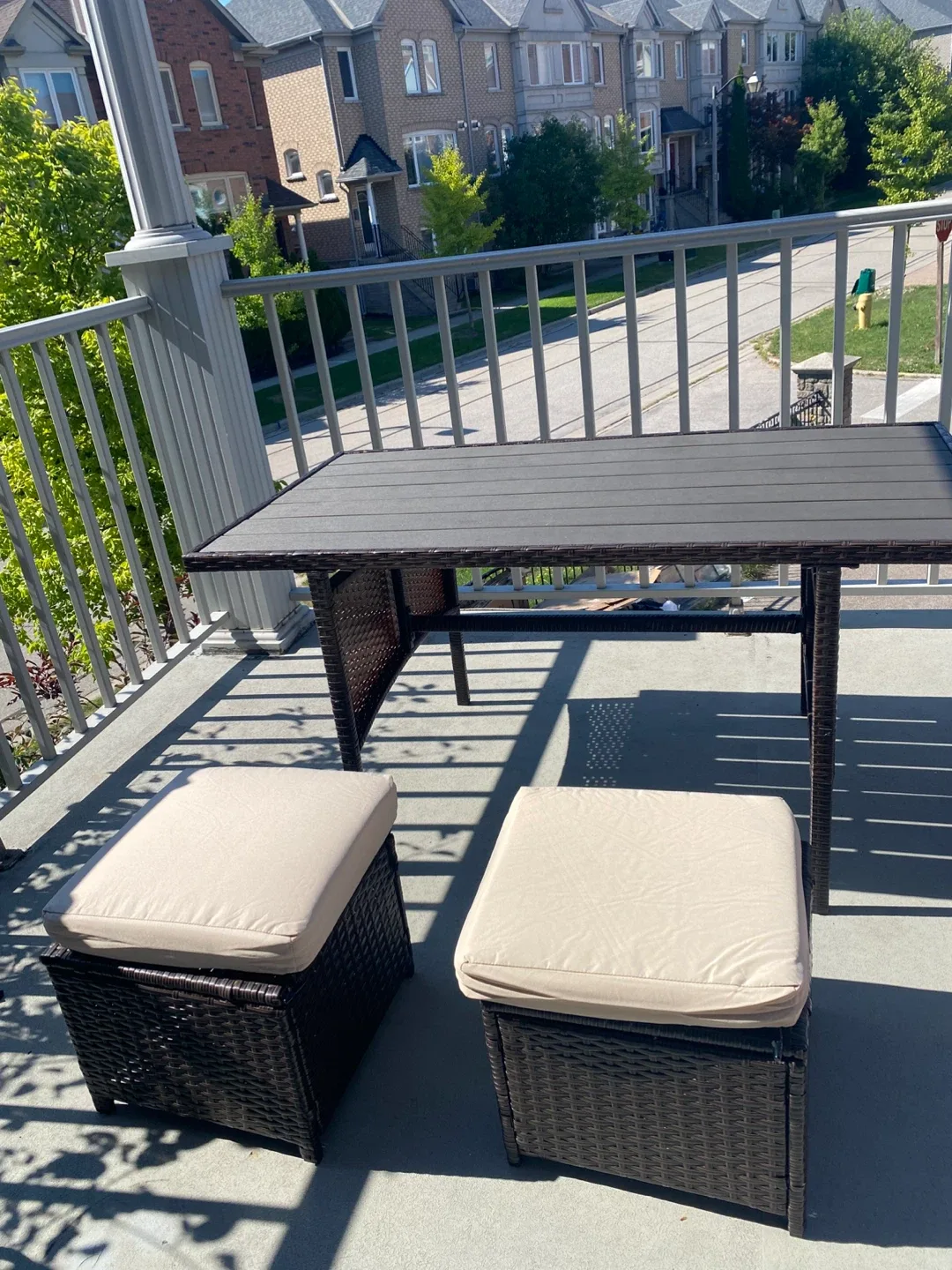 Wicker Patio Table and Ottoman Set thumbnail