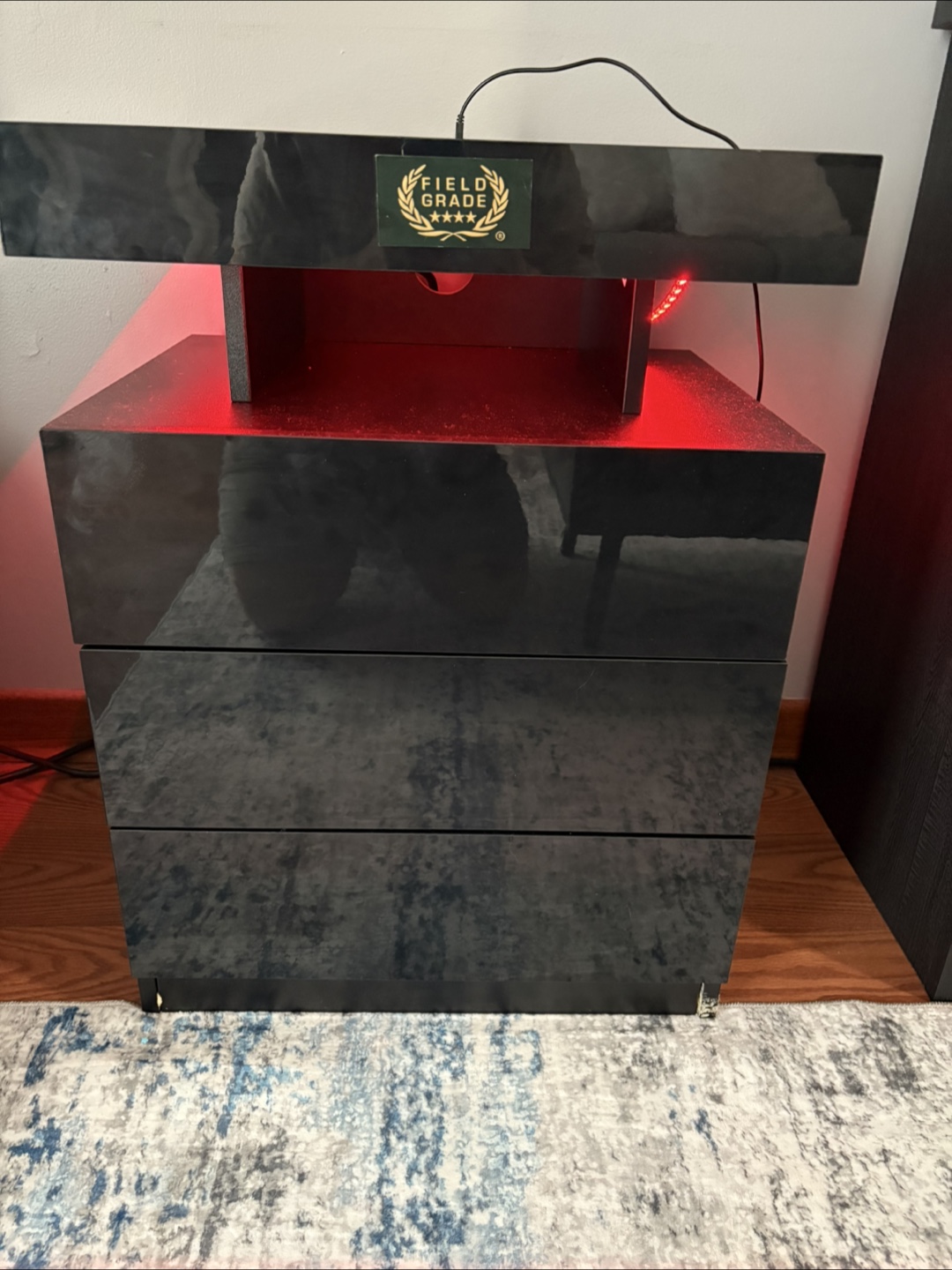 End Table with LED Lights and three drawers