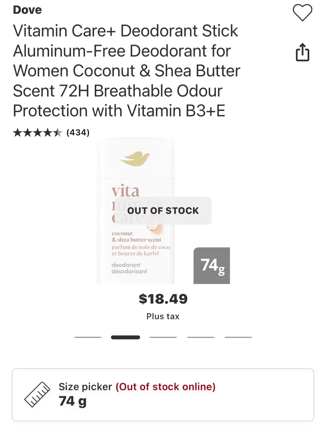 Dove Vita Min Care Deodorant each image indicator(2)