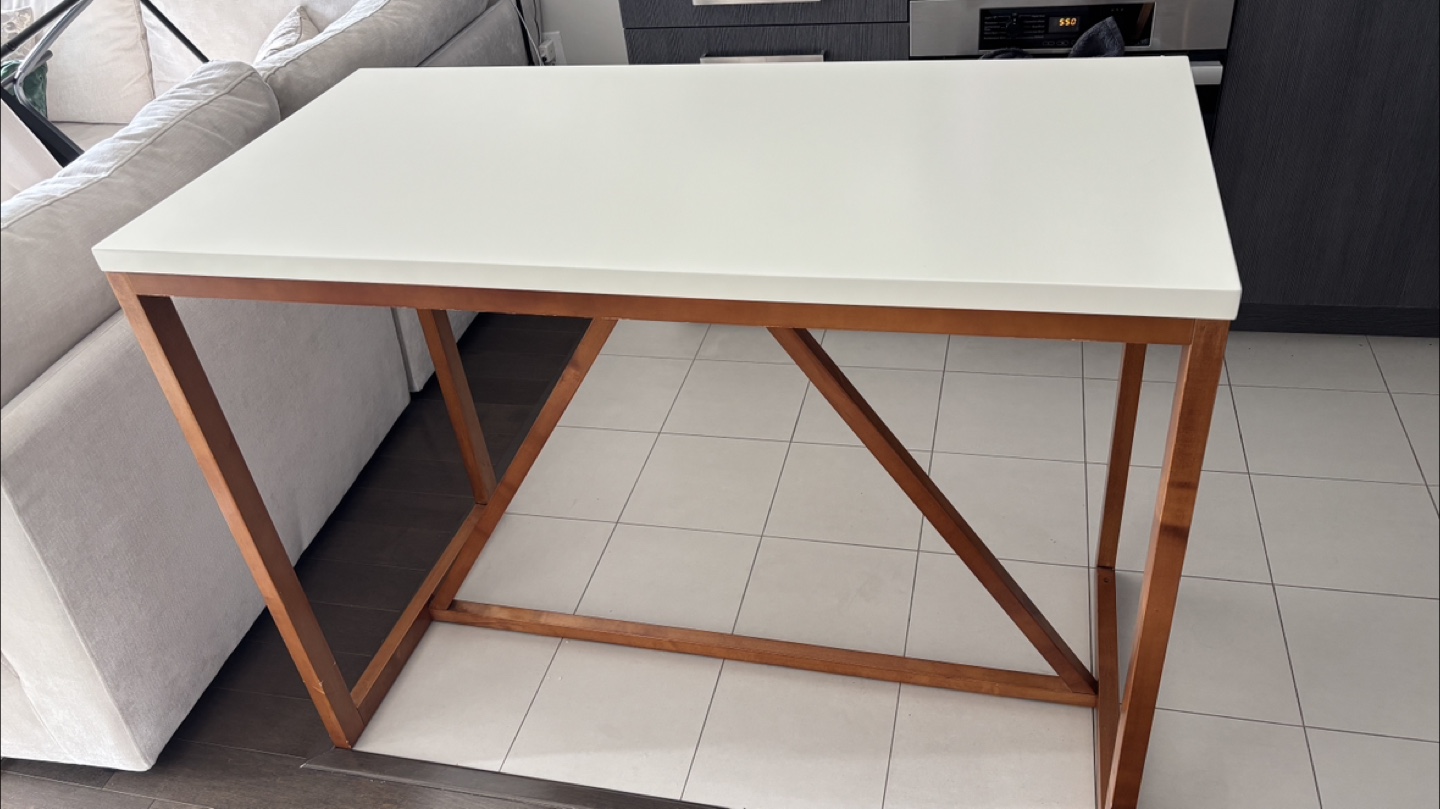 Walker Edison White Faux Marble Bar Height Table
