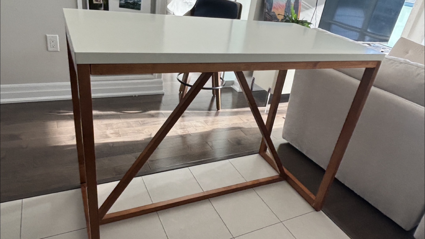Walker Edison White Faux Marble Bar Height Table - photo 3