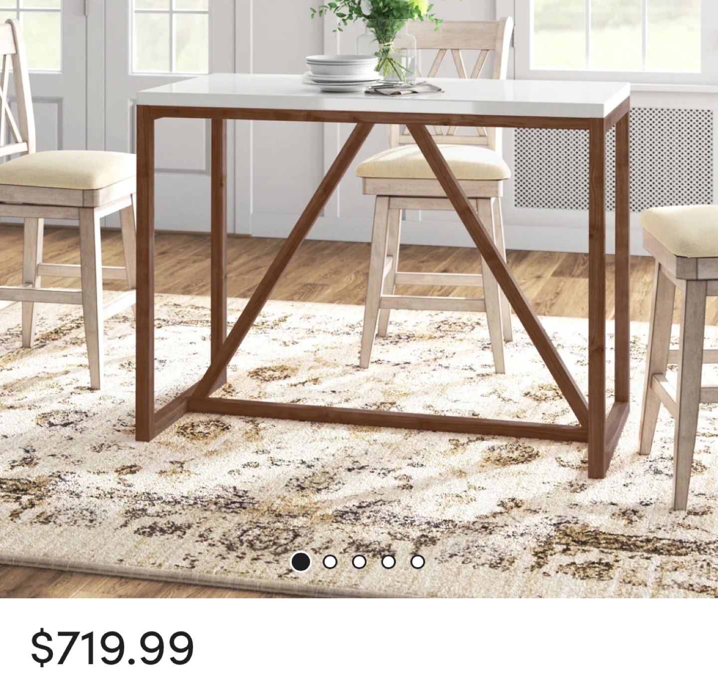 Walker Edison White Faux Marble Bar Height Table - photo 2