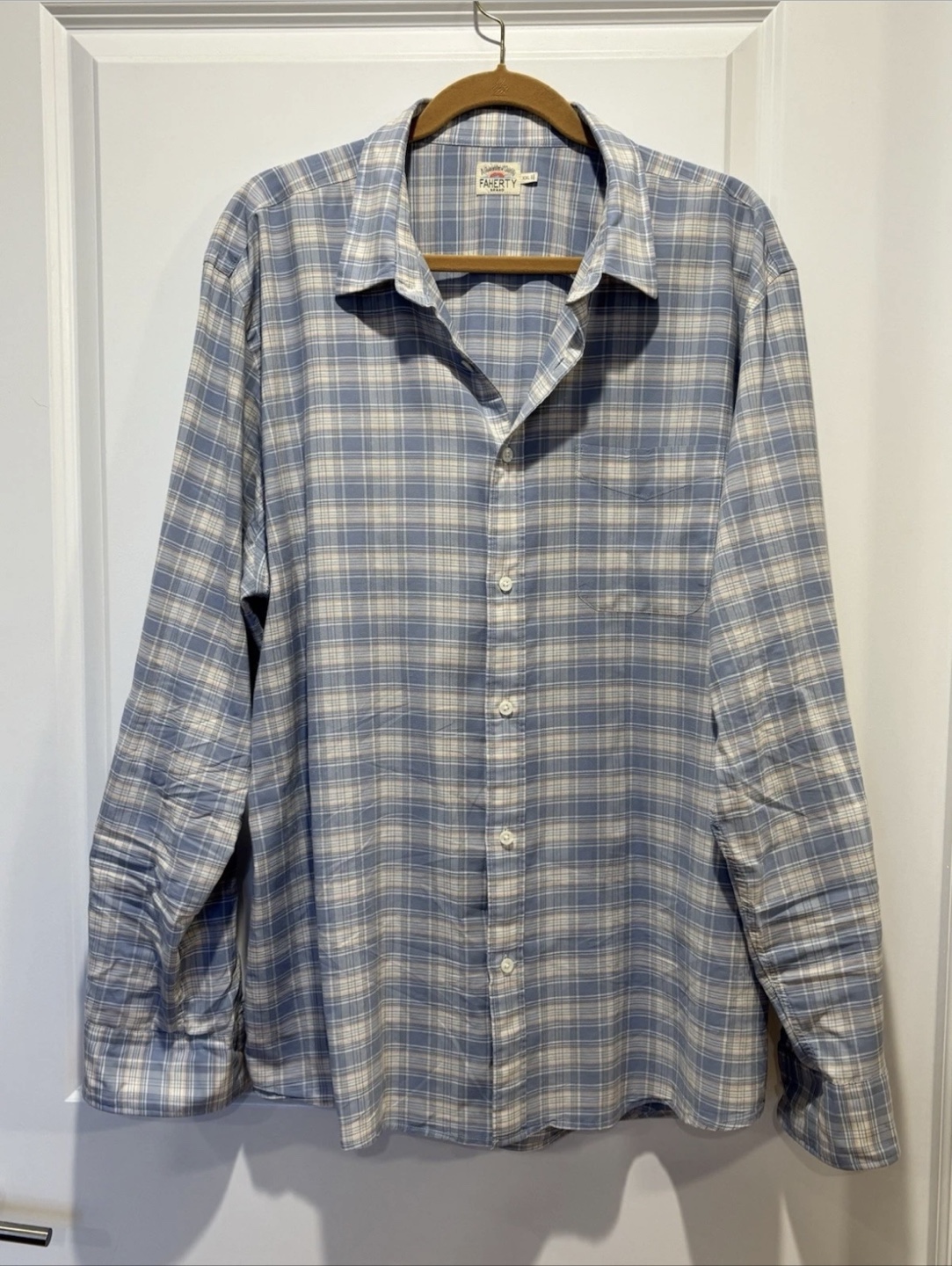 Faherty Cotton Linen Shirt Men's XXL 2XL Plaid Button Down