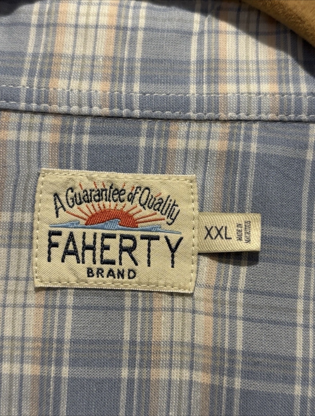 Faherty Cotton Linen Shirt Men's XXL 2XL Plaid Button Down - photo 3