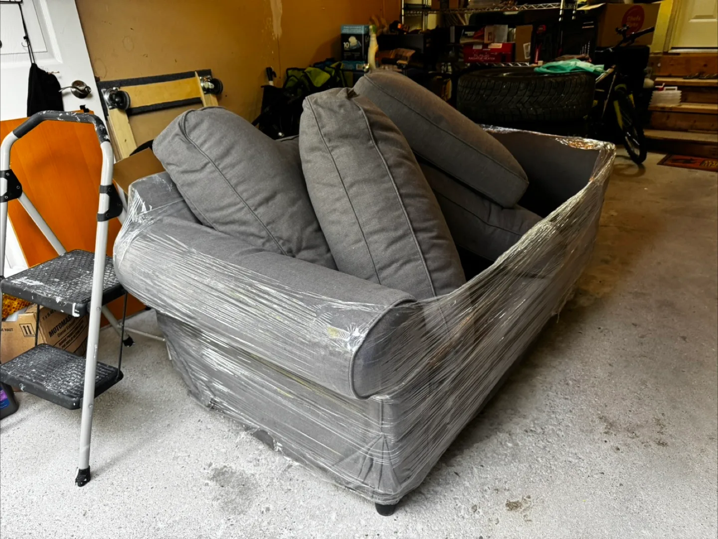 Grey Loveseat(seat 2)Sofa - washable cloth cover image indicator(4)