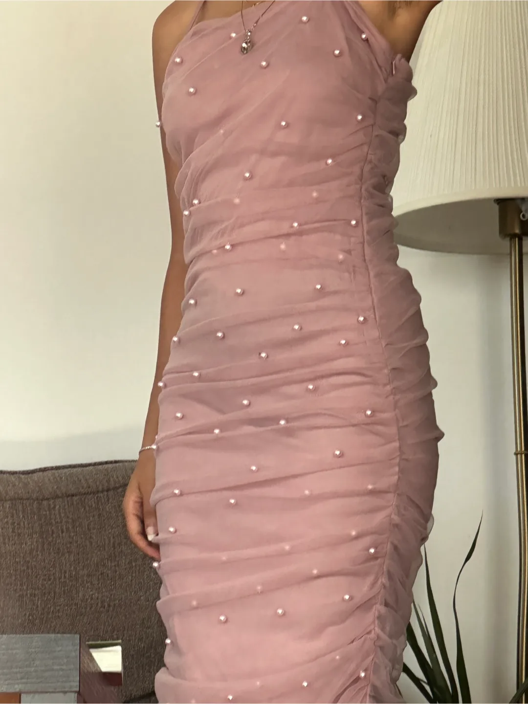 Pink Pearl Detail Dress image indicator(2)