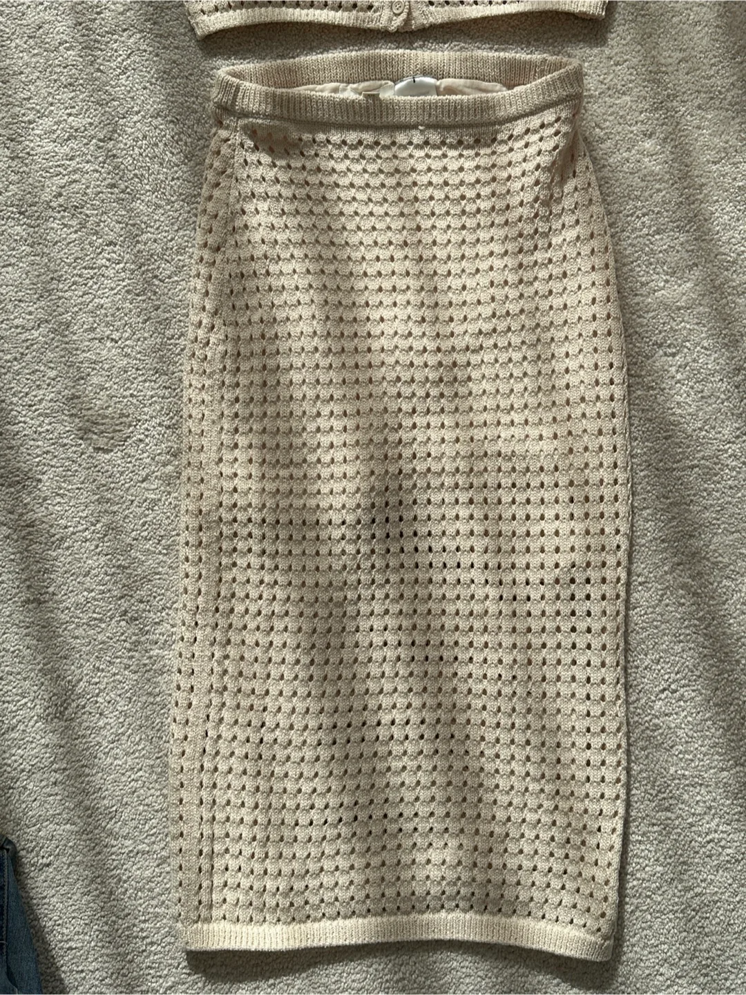 Knit Cardigan and Skirt Set - Beige image indicator(3)