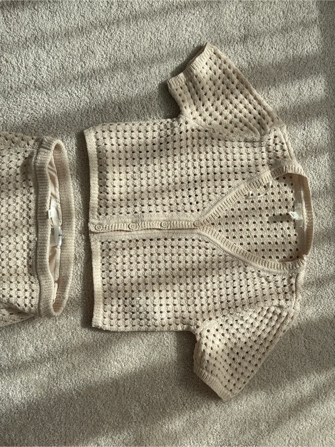 Knit Cardigan and Skirt Set - Beige thumbnail