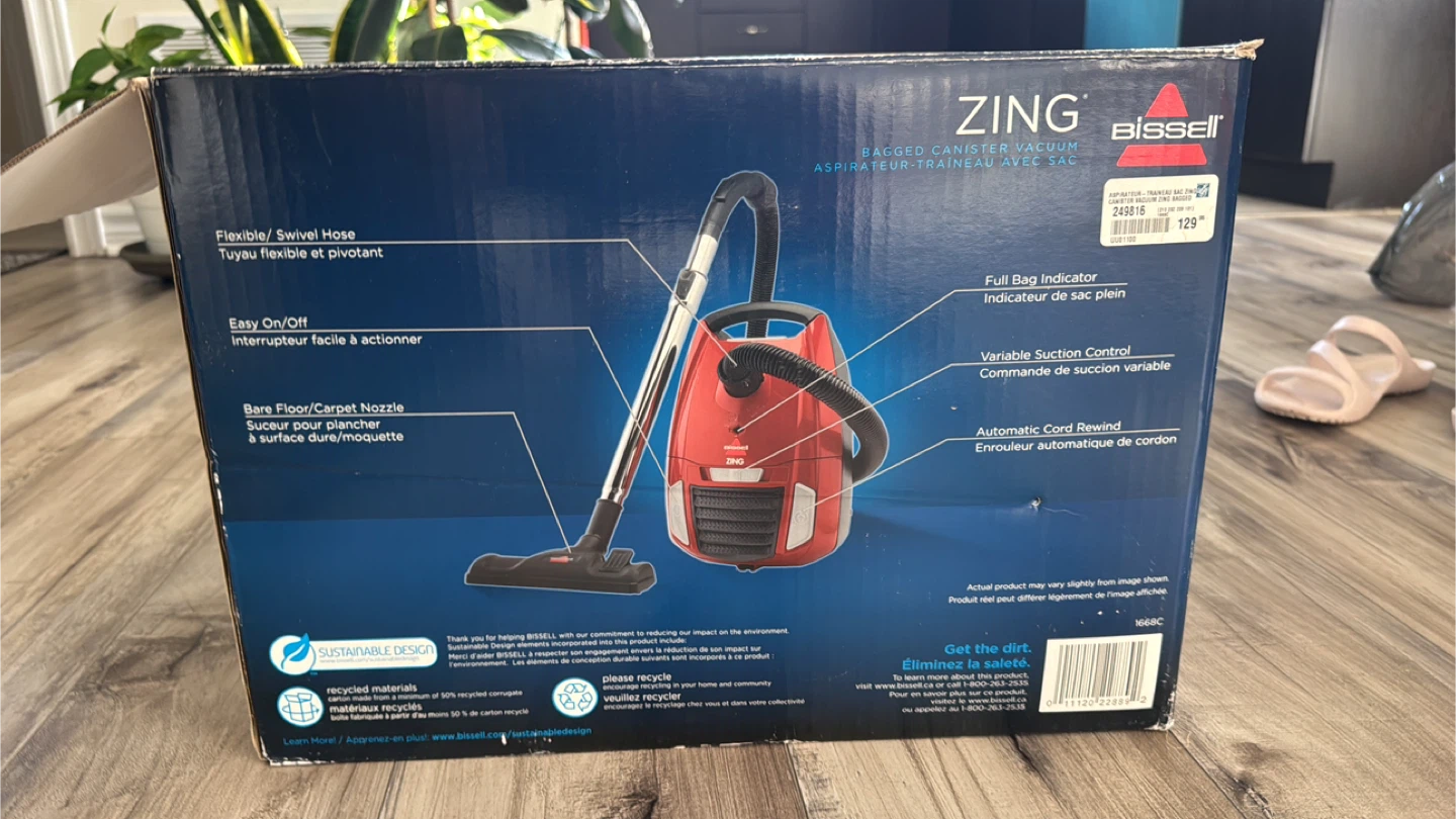 Bissell Zing Bagged Canister Vacuum - Red - photo 2