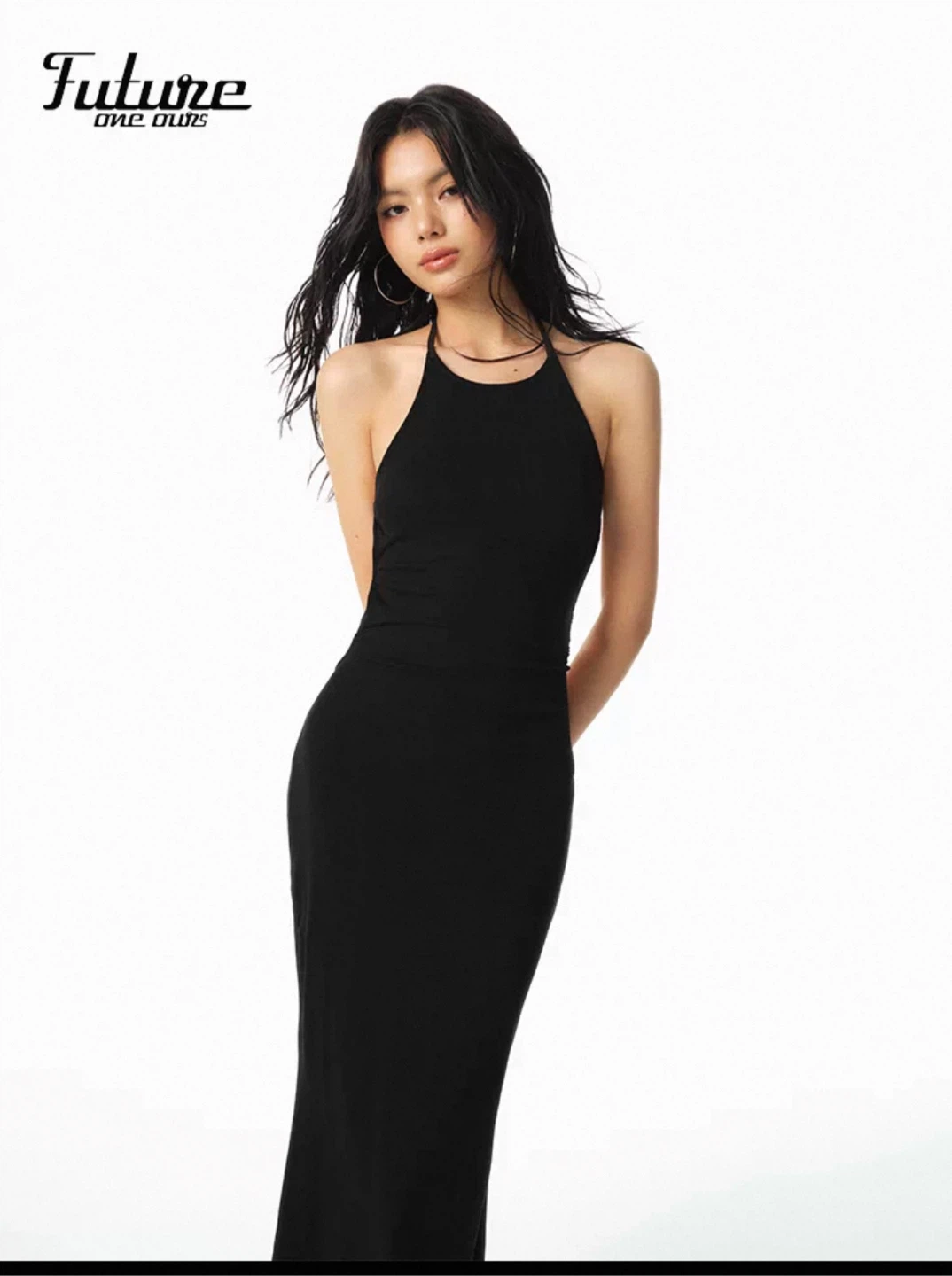 Black Backless Halter Dress - photo 4