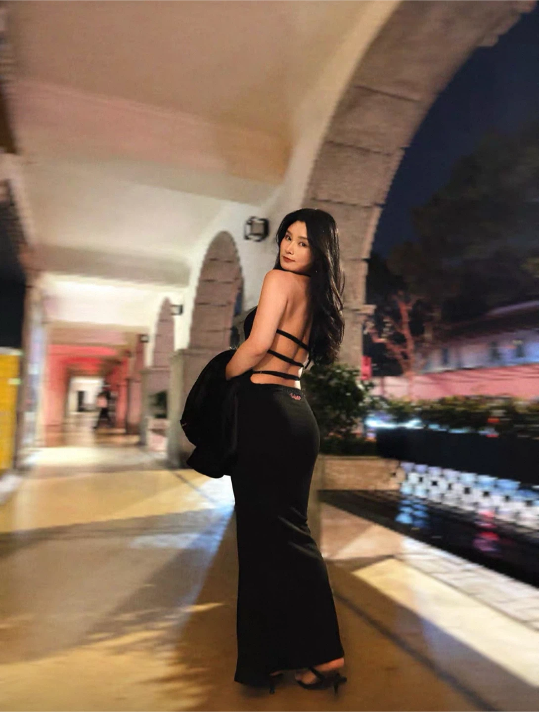 Black Backless Halter Dress
