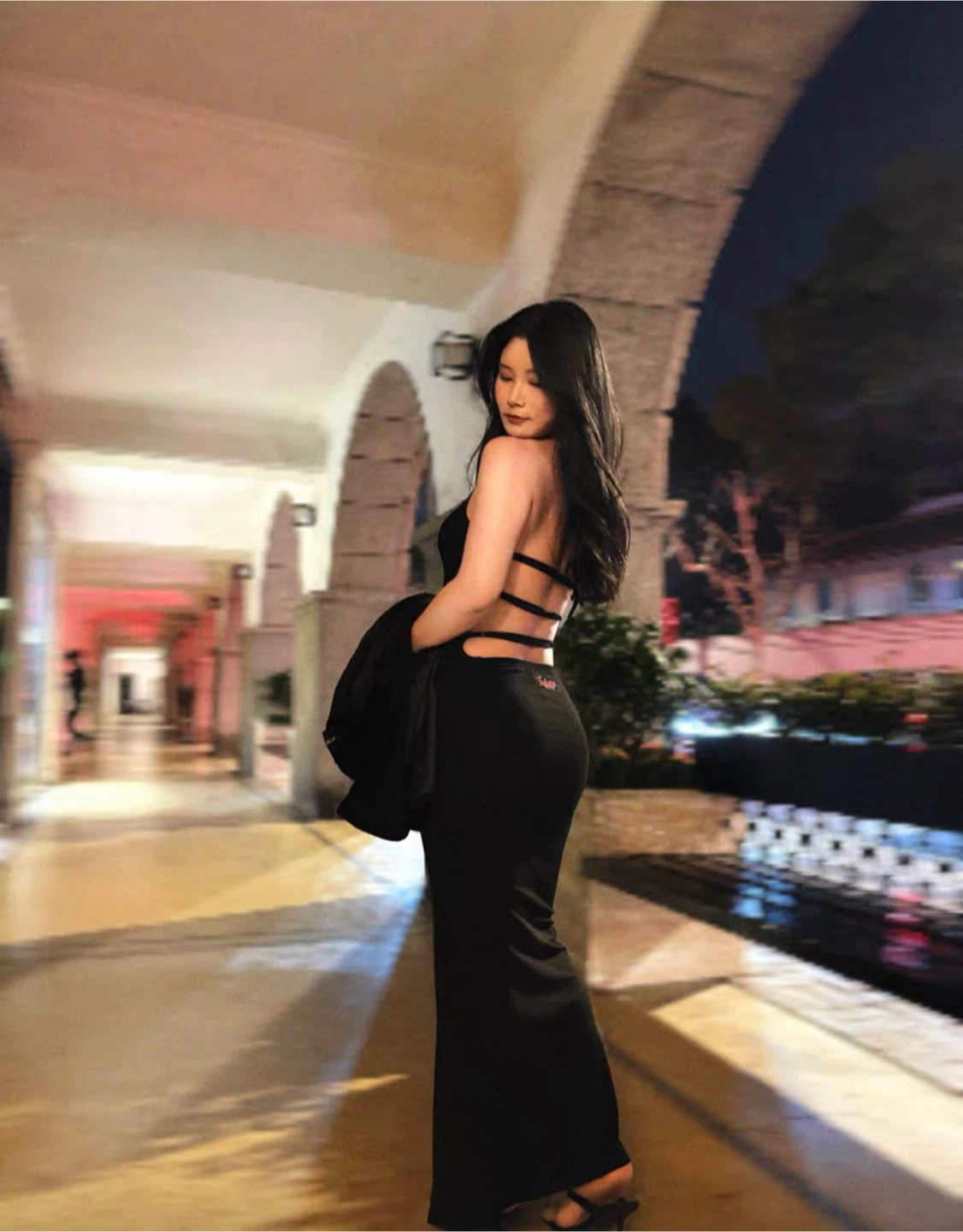 Black Backless Halter Dress - photo 2