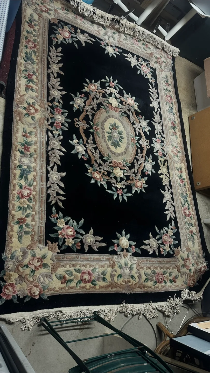 Floral Area Rug - Blue & Beige thumbnail