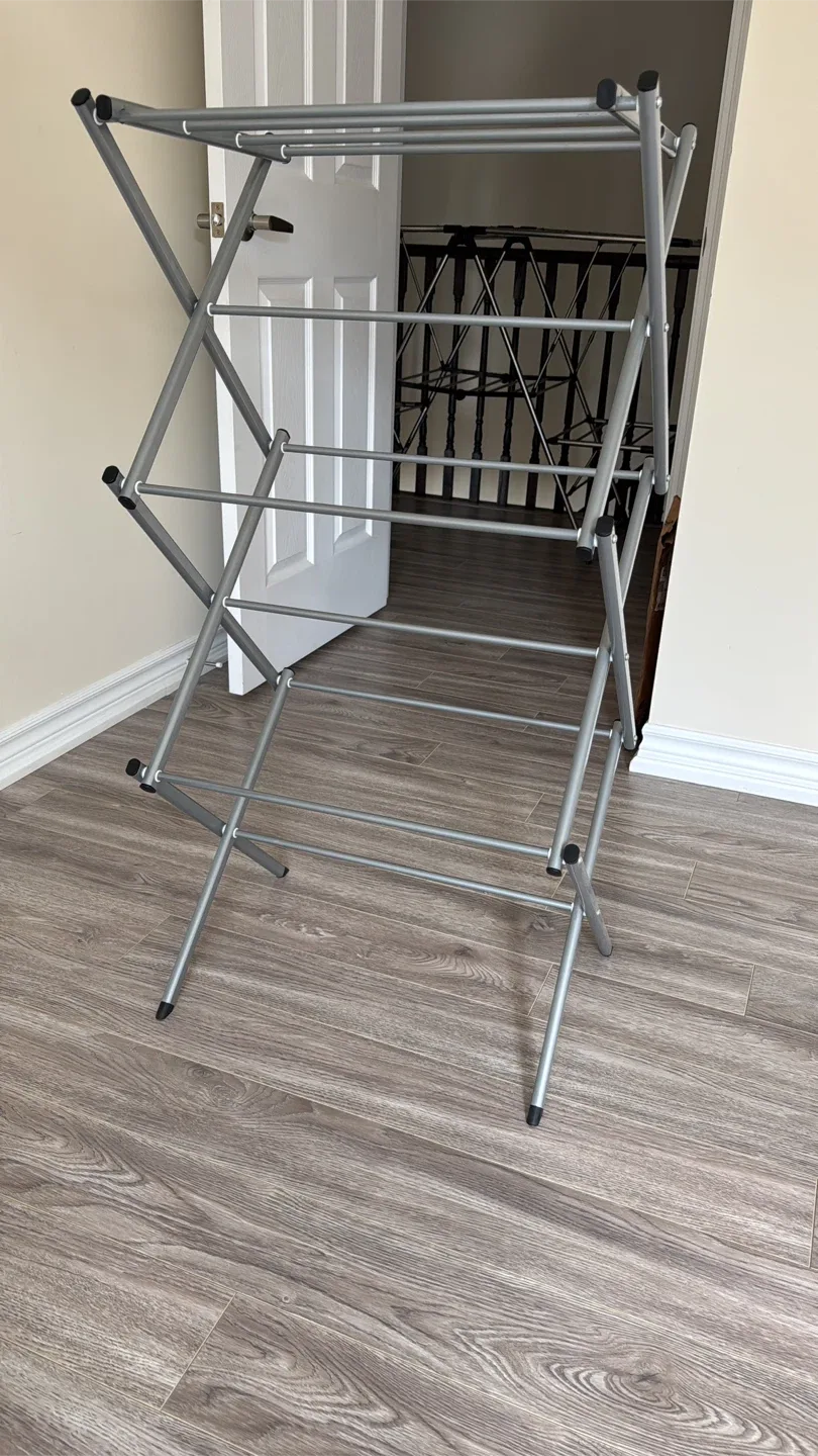 Folding Clothes Drying Rack - Silver thumbnail
