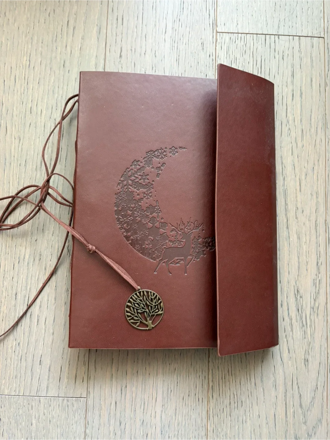 Brown Leather Journal with Deer Design thumbnail