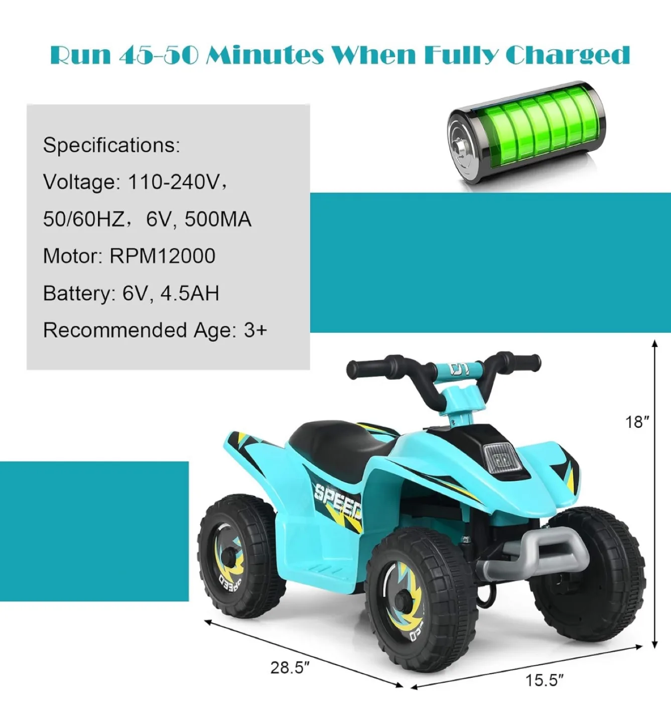 Kids Ride-On ATV - Blue image indicator(8)
